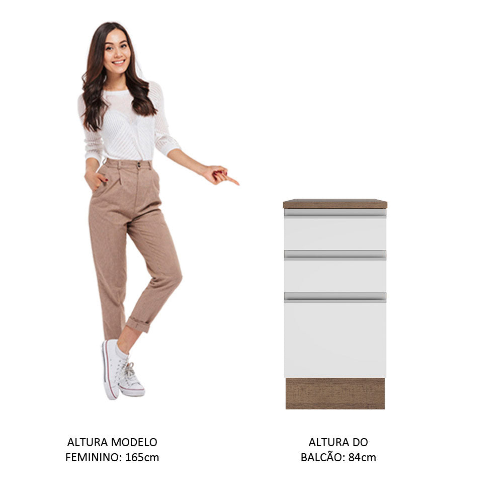 Mueble de Cocina Bajo Glamy 40 cm 3 Cajones