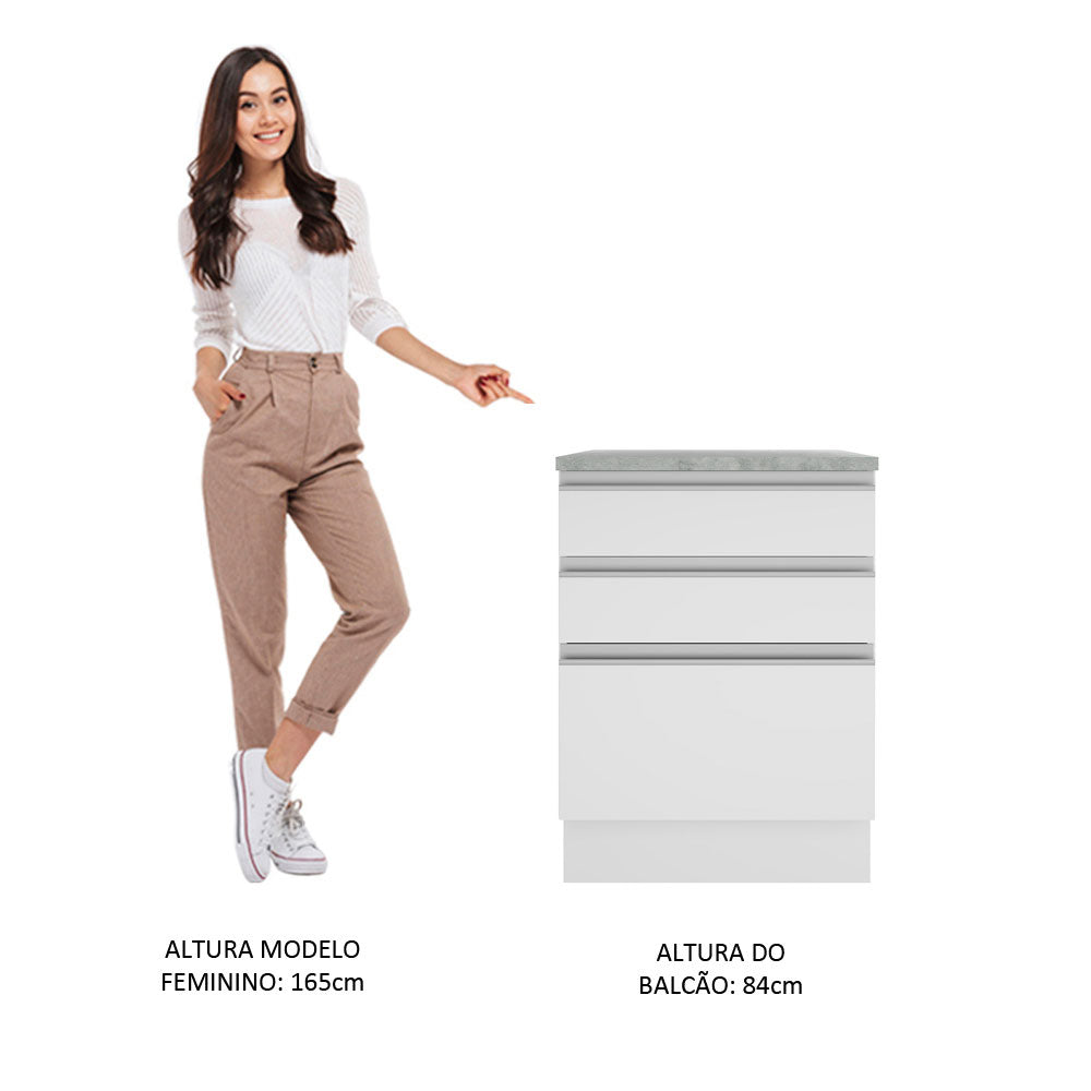 Mueble de Cocina Bajo Glamy 60 cm 3 Cajones