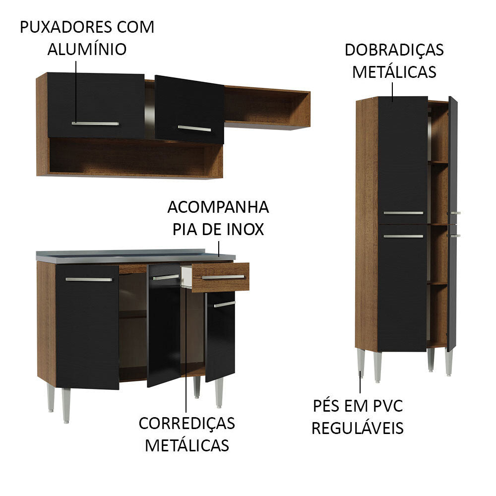 Cocina Integral Emilly 2.30 m con Mesón de Acero 10