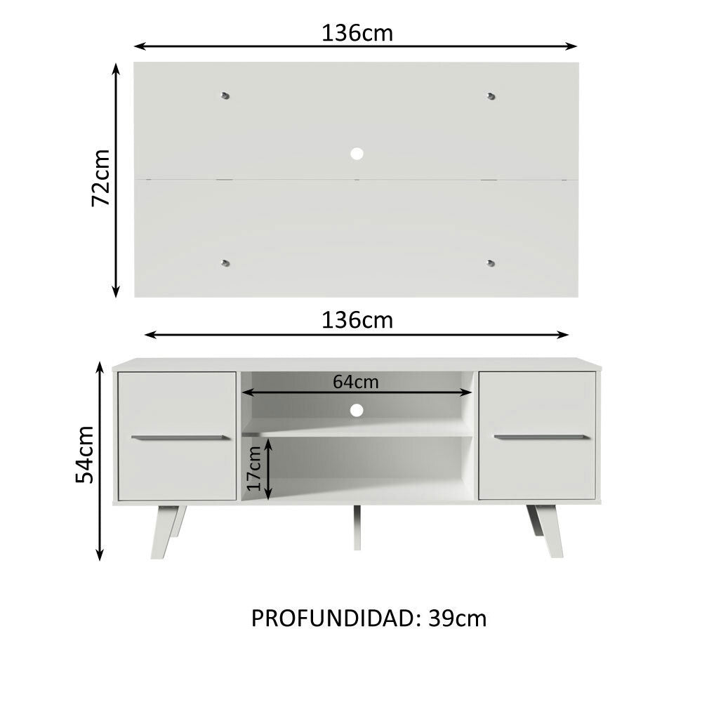 Centro Entretenimiento para TV Copenhagen Mesa y Panel Hasta 55 Pulgds