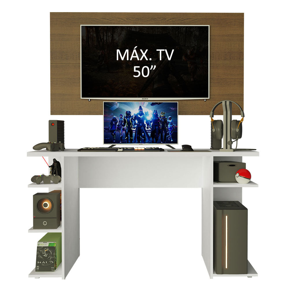 Escritorio Gamer Moderno + Panel para TV Hasta 50 Pulgadas