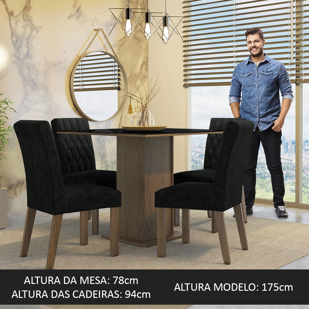 Juego de Comedor Anaju 4 Sillas Oxford - Tablero de Madera y Cristal