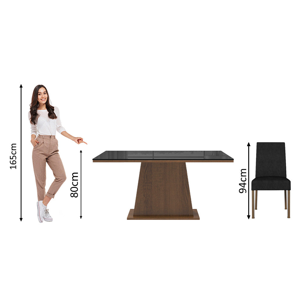 Juego de Comedor Patricia 6 Sillas Oxford - Tablero Madera y Cristal