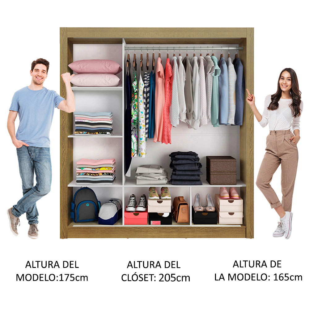Closet Monaco 3 Puertas Corredizas 2 Espejos