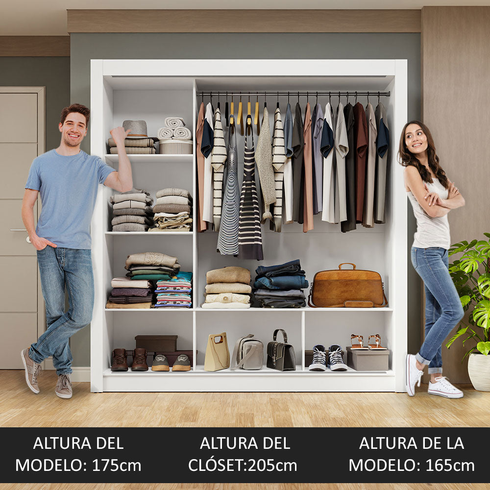 Closet Nobre 3 Puertas Corredizas 2 Espejos