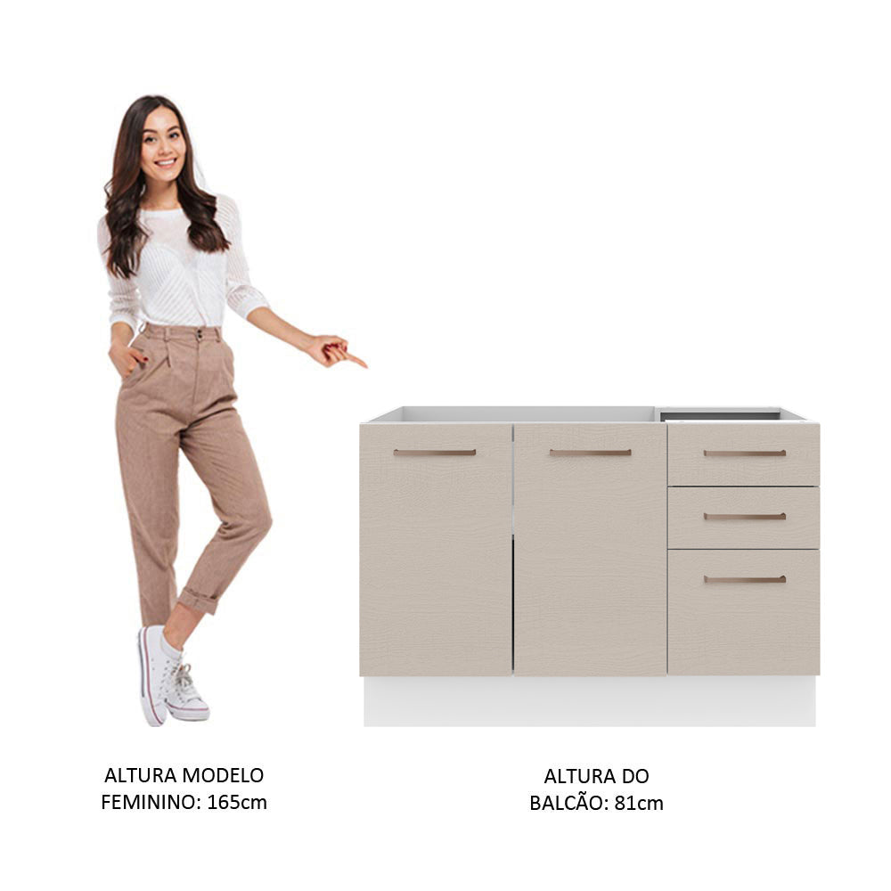 Mueble de Cocina Bajo Agata 1.20 m 2 Puertas 3 Cajones