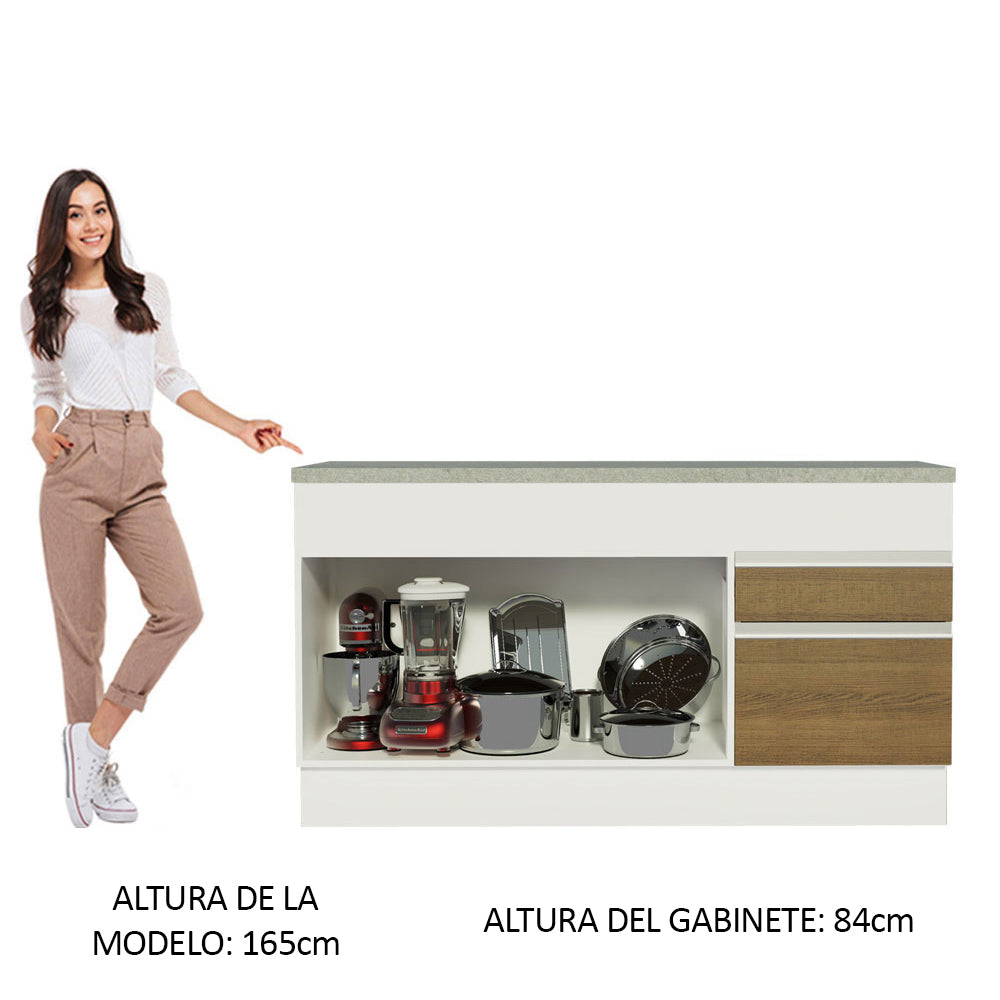 Mueble de Cocina Bajo Glamy 1.50 m 2 Puertas 2 Cajones con Encimera