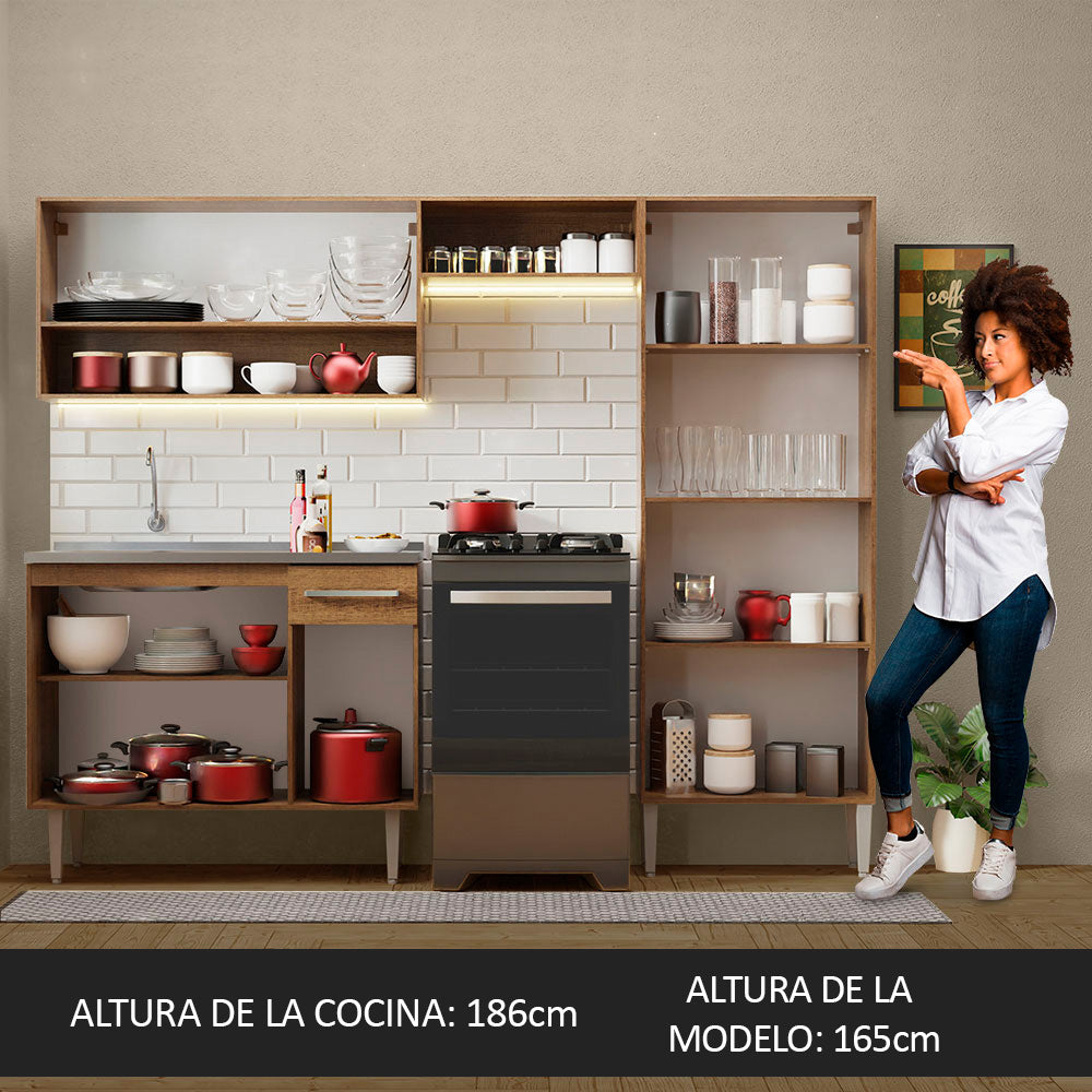 Cocina Integral Emilly 2.30 m con Mesón de Acero 10