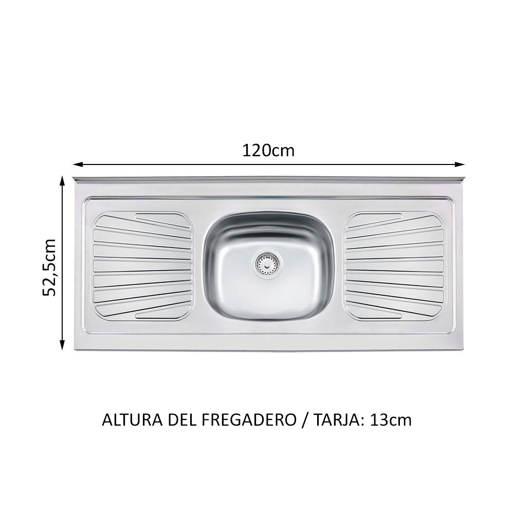 Cocina Integral Glamy 1.20 m con Mesón de Acero 01