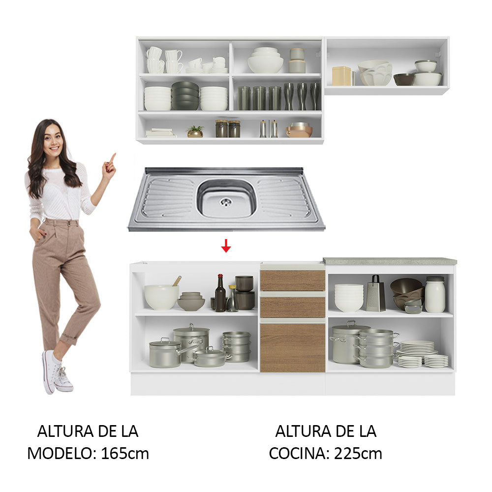 Cocina Integral Glamy 2.00 Metros con Mesón de Acero 09