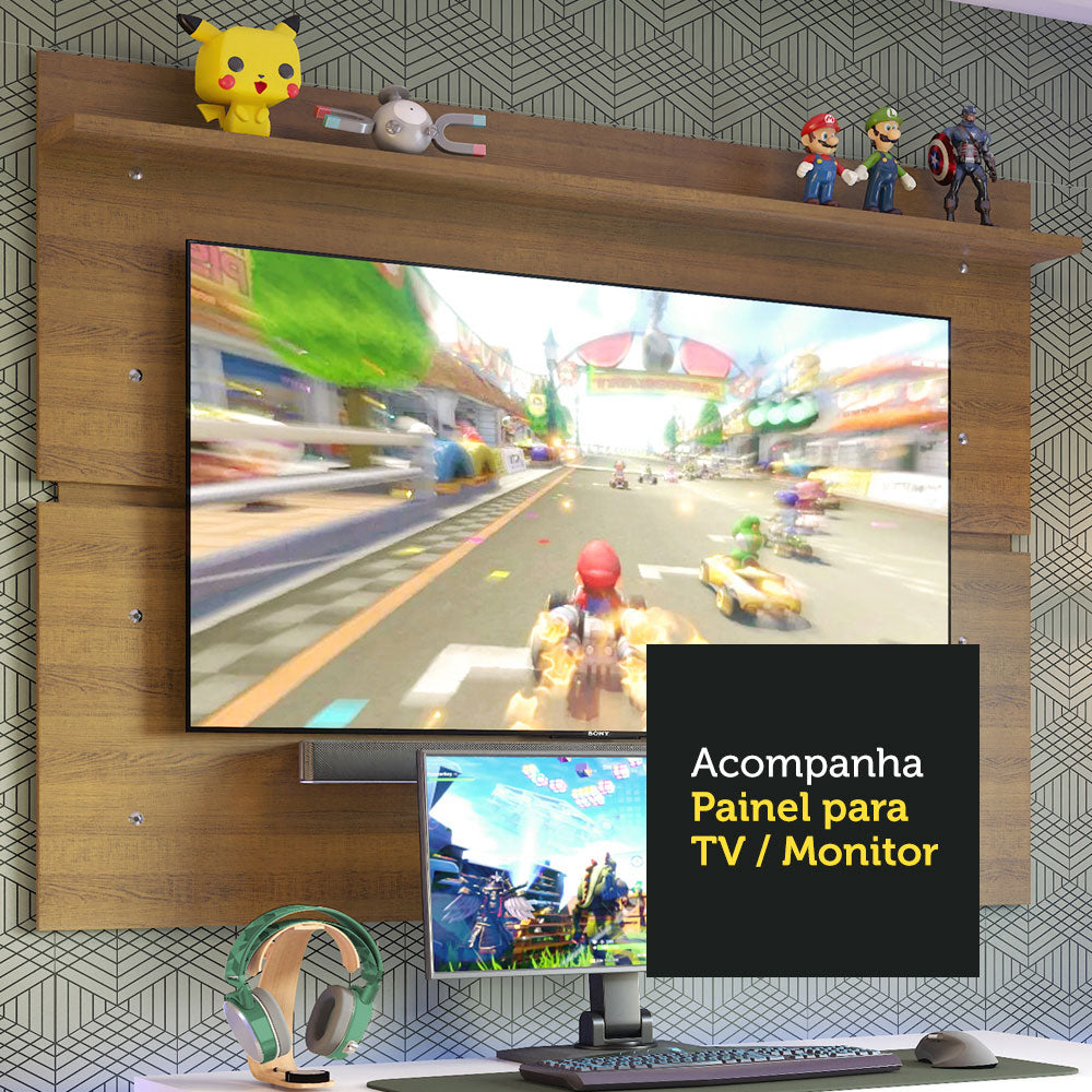 Escritorio Gamer Moderno + Panel para TV Hasta 65 Pulgadas
