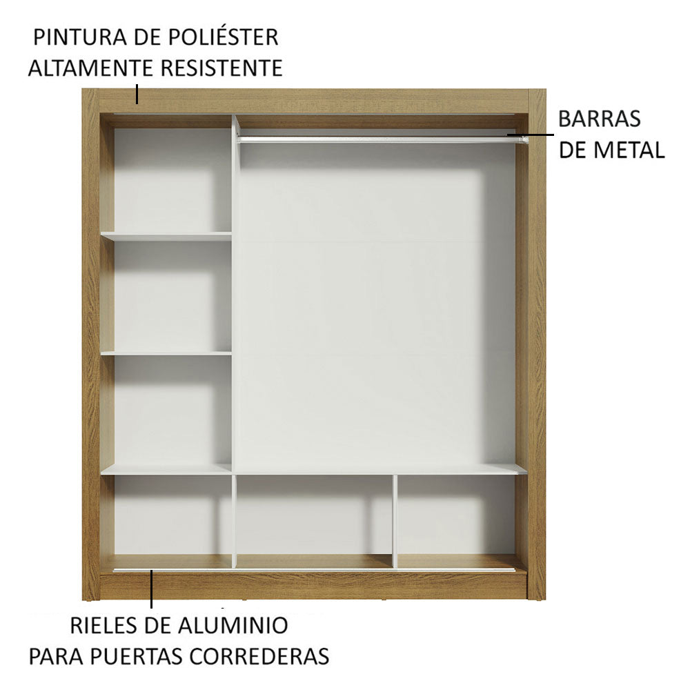 Closet Monaco 3 Puertas Corredizas 2 Espejos