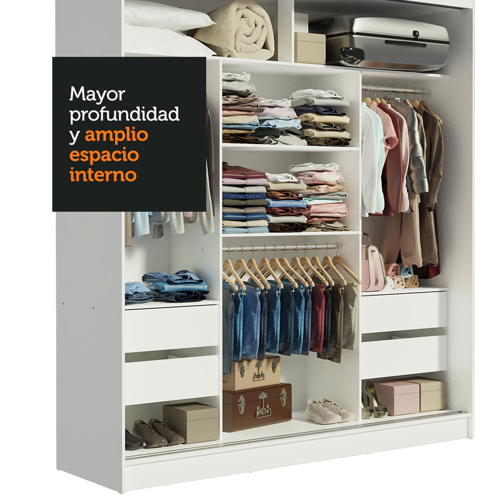 Closet Reno 3 Puertas Corredizas 2 Espejos