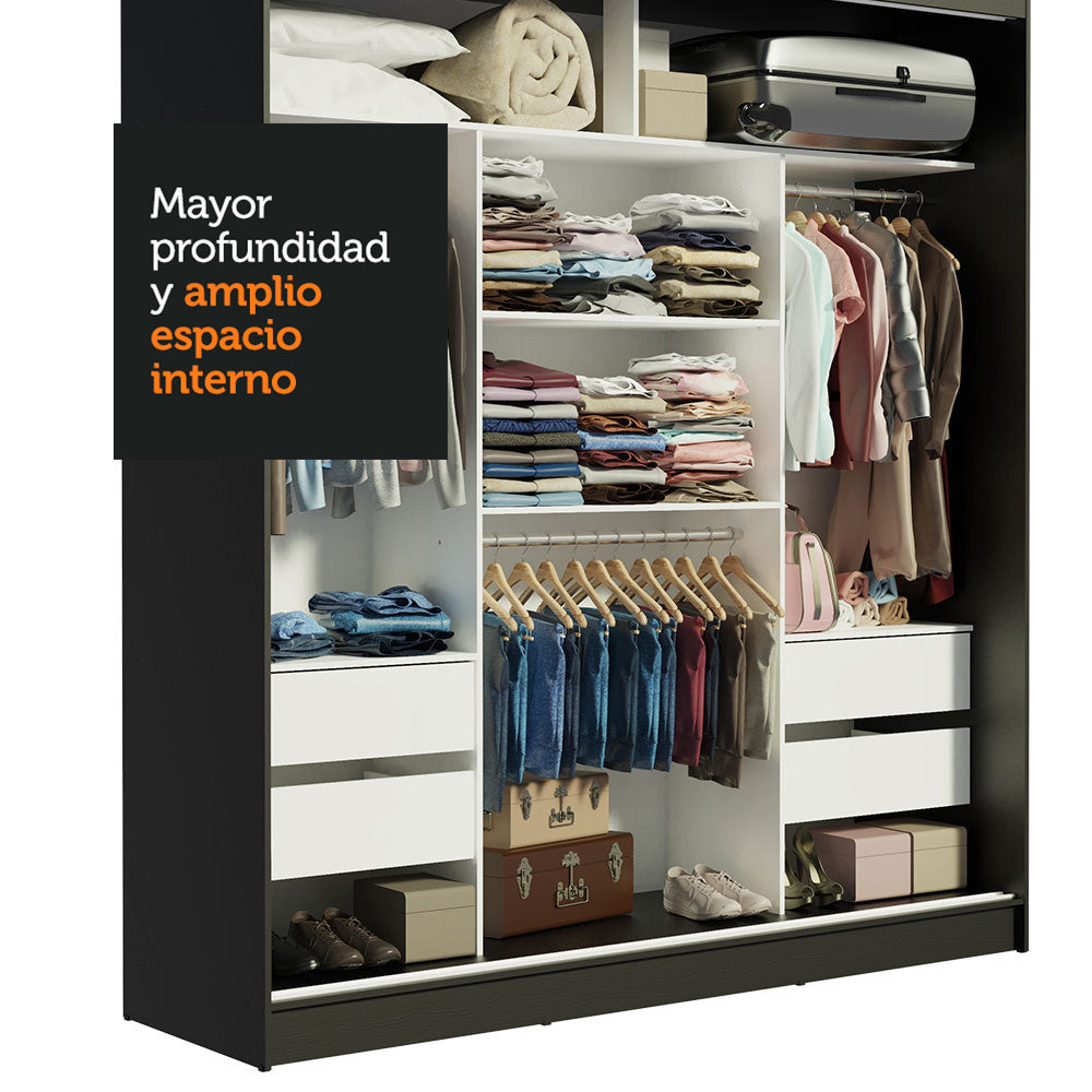 Closet Reno 3 Puertas Corredizas 2 Espejos