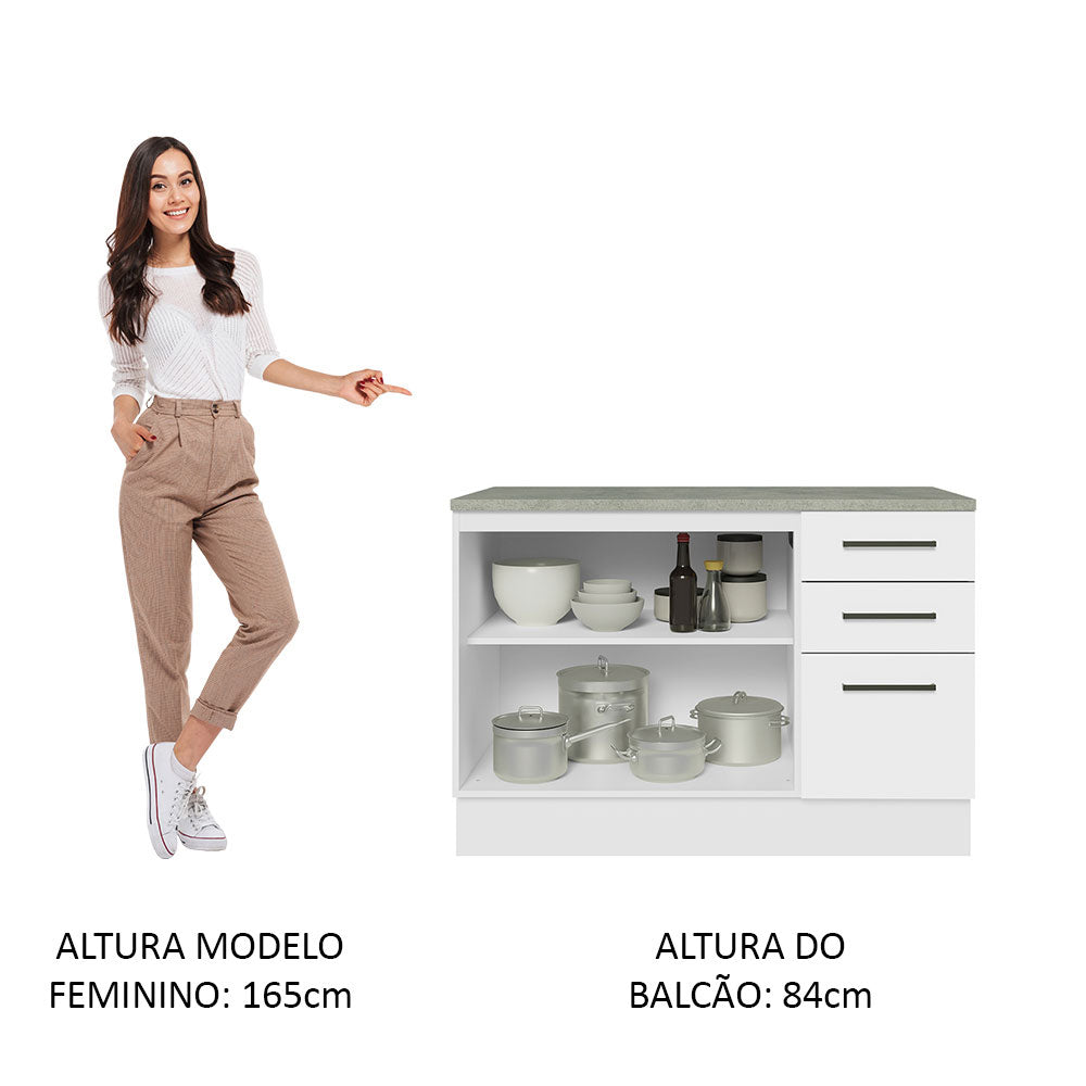 Mueble de Cocina Bajo Agata 1.20 m 2 Puertas 3 Cajones con Encimera