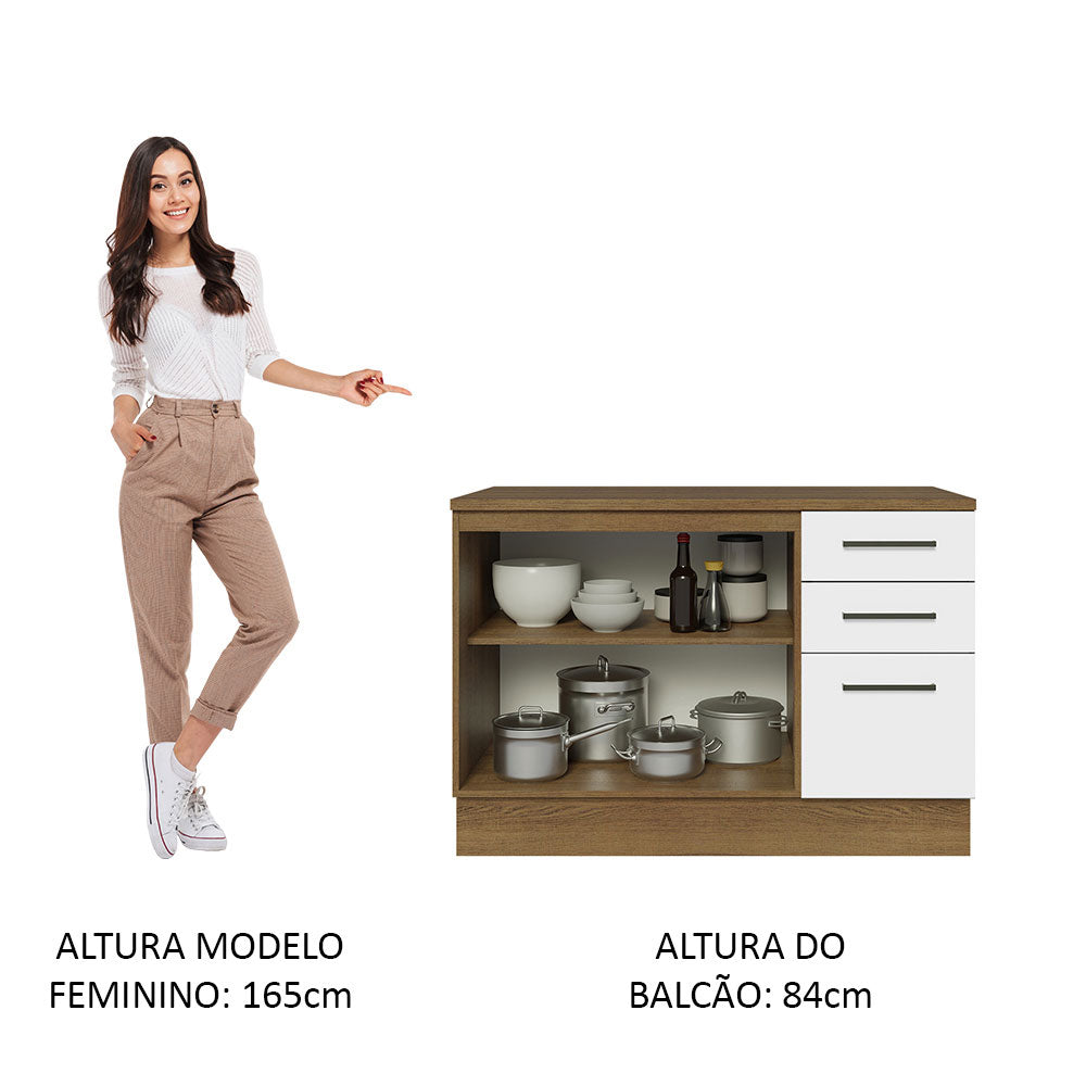 Mueble de Cocina Bajo Agata 1.20 m 2 Puertas 3 Cajones con Encimera