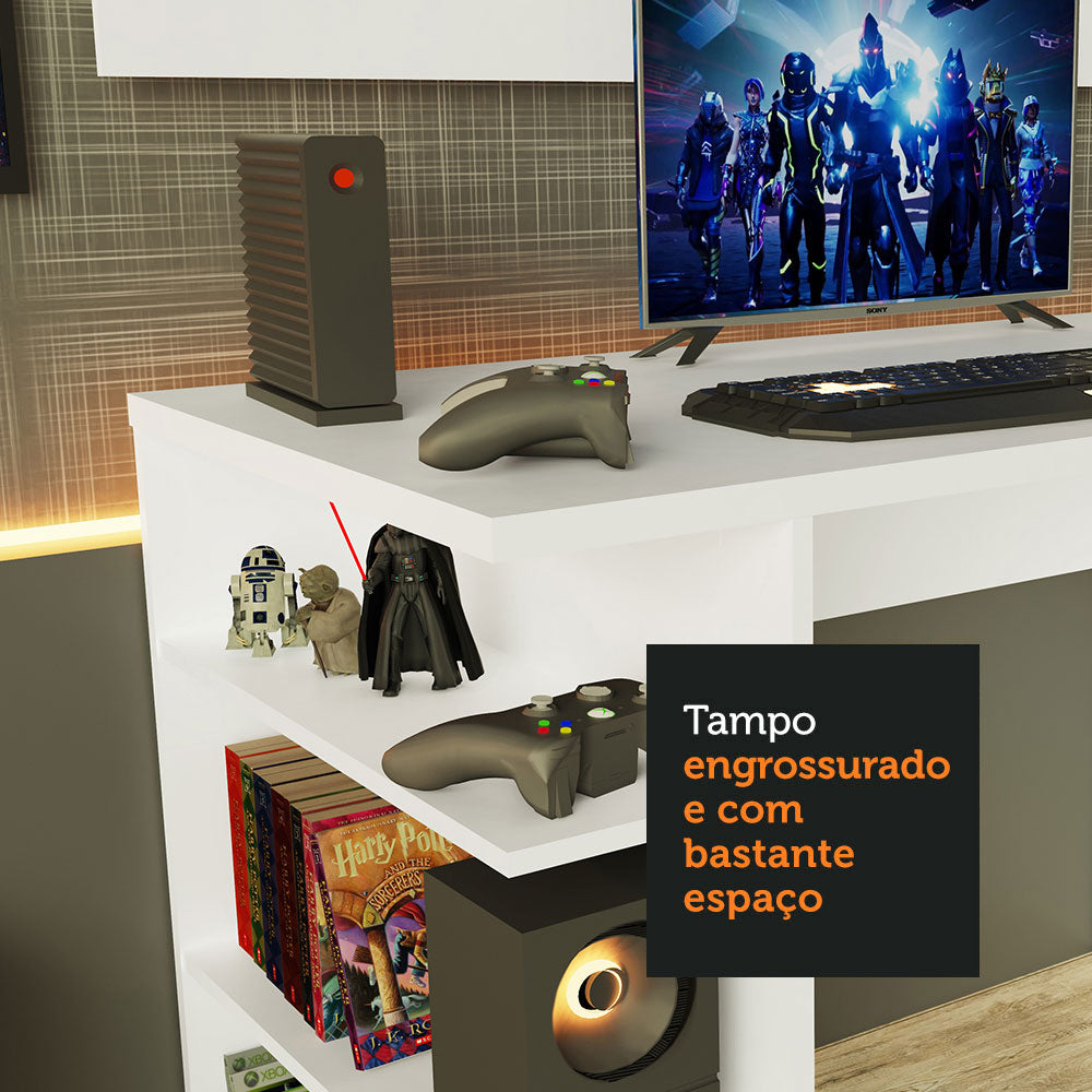 Escritorio Gamer Moderno + Panel para TV Hasta 50 Pulgadas