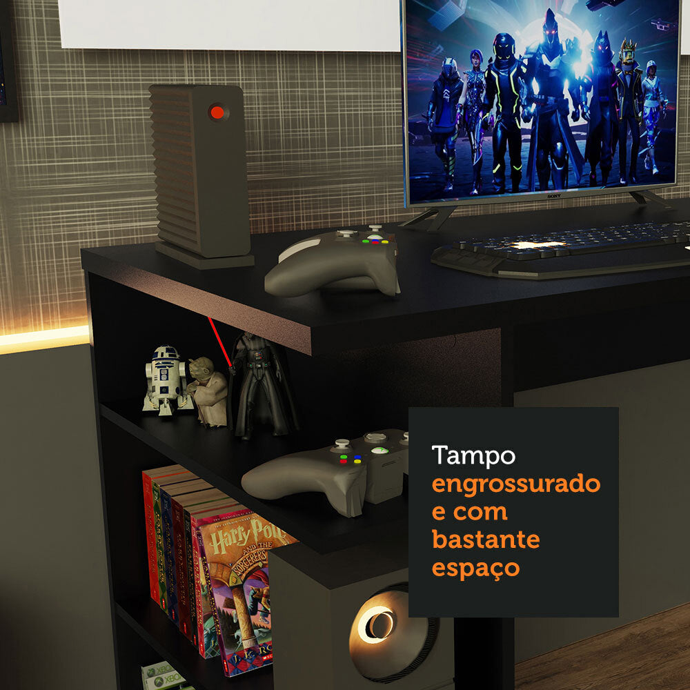 Escritorio Gamer Moderno + Panel para TV Hasta 50 Pulgadas