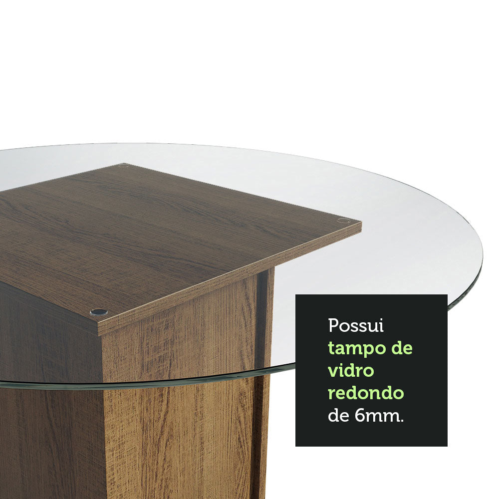 Juego de Comedor Débora con 4 Sillas - Encimera Redonda de Cristal