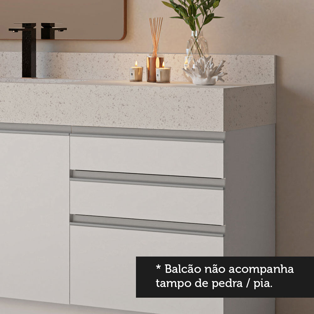 Kit 3 Muebles para Baño 180 cm 3 Puertas 3 Cajones con Encimeras