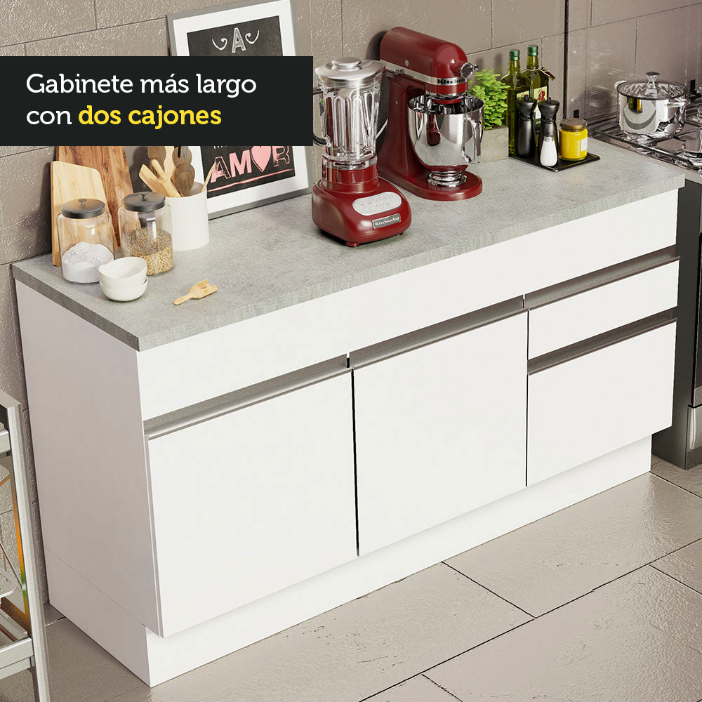 Mueble de Cocina Bajo Glamy 1.50 m 2 Puertas 2 Cajones con Encimera
