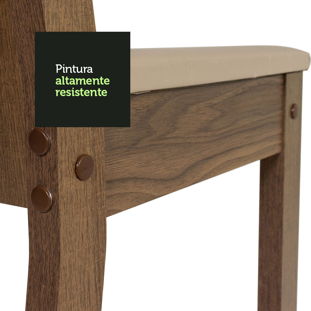 Juego de Comedor Perla con 4 Sillas - Tablero de Madera y Cristal