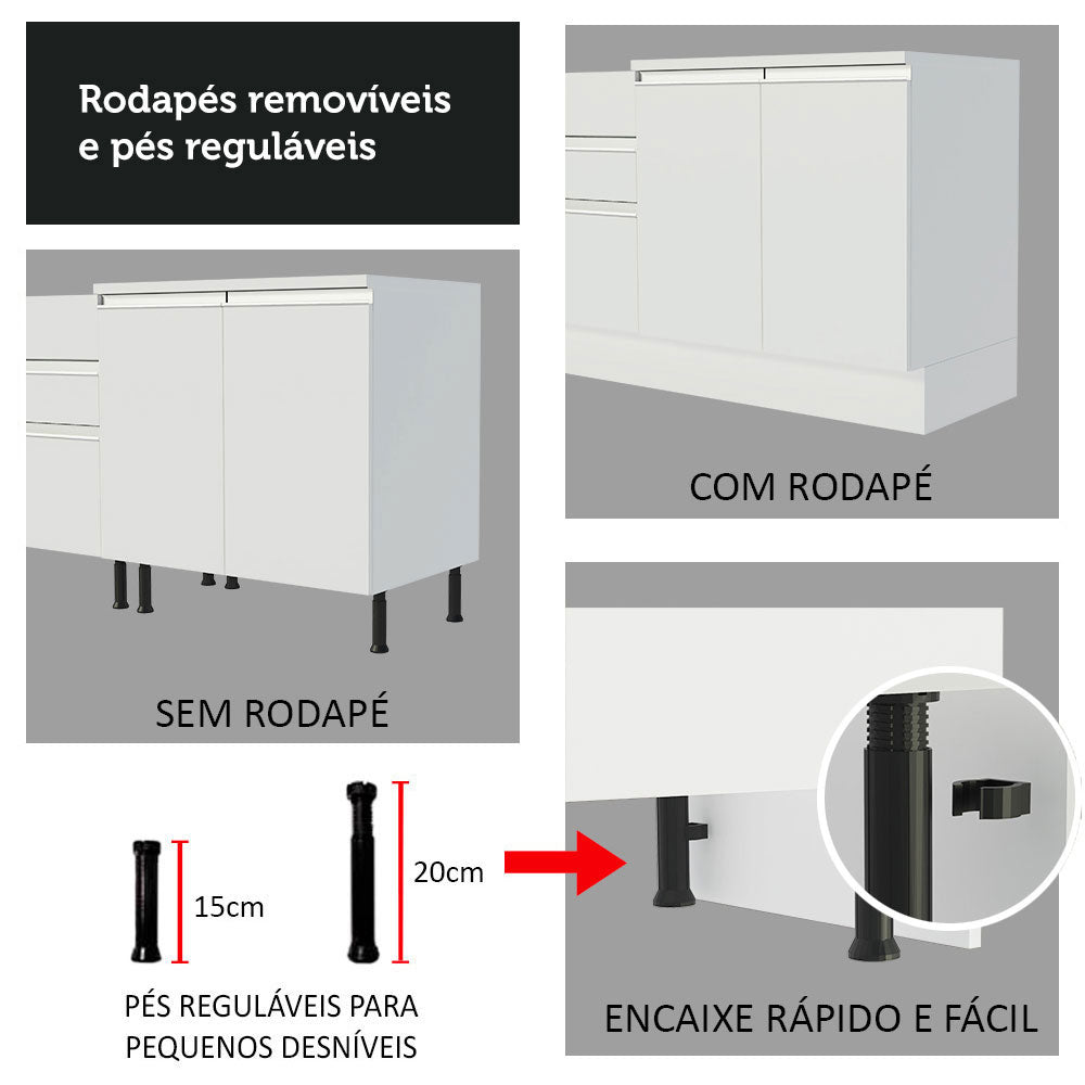 Mueble de Cocina Bajo Glamy 1.20 m 2 Puertas con Encimera