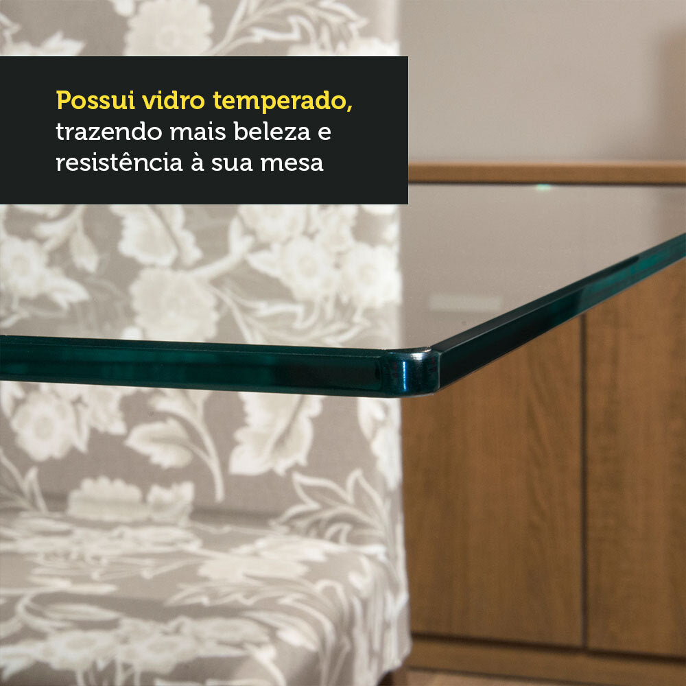 uego de Comedor Stéfani con 6 Sillas - Tablero de Madera y Cristal