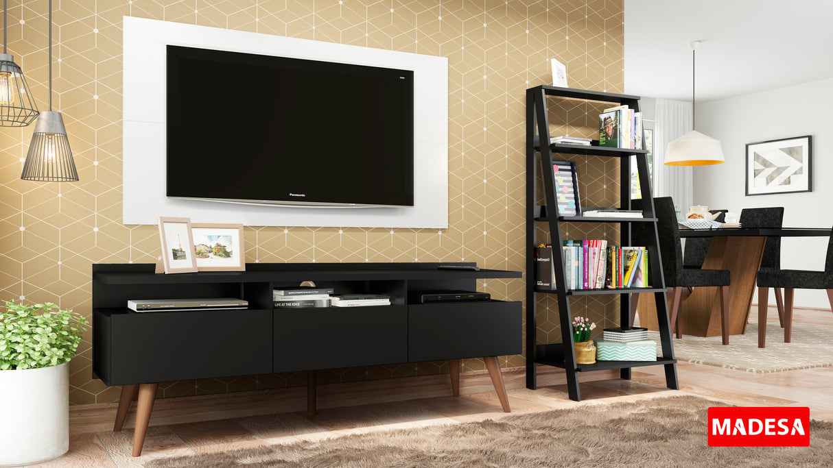 Centro Entretenimiento para TV Londres Mesa y Panel + Estante Librero