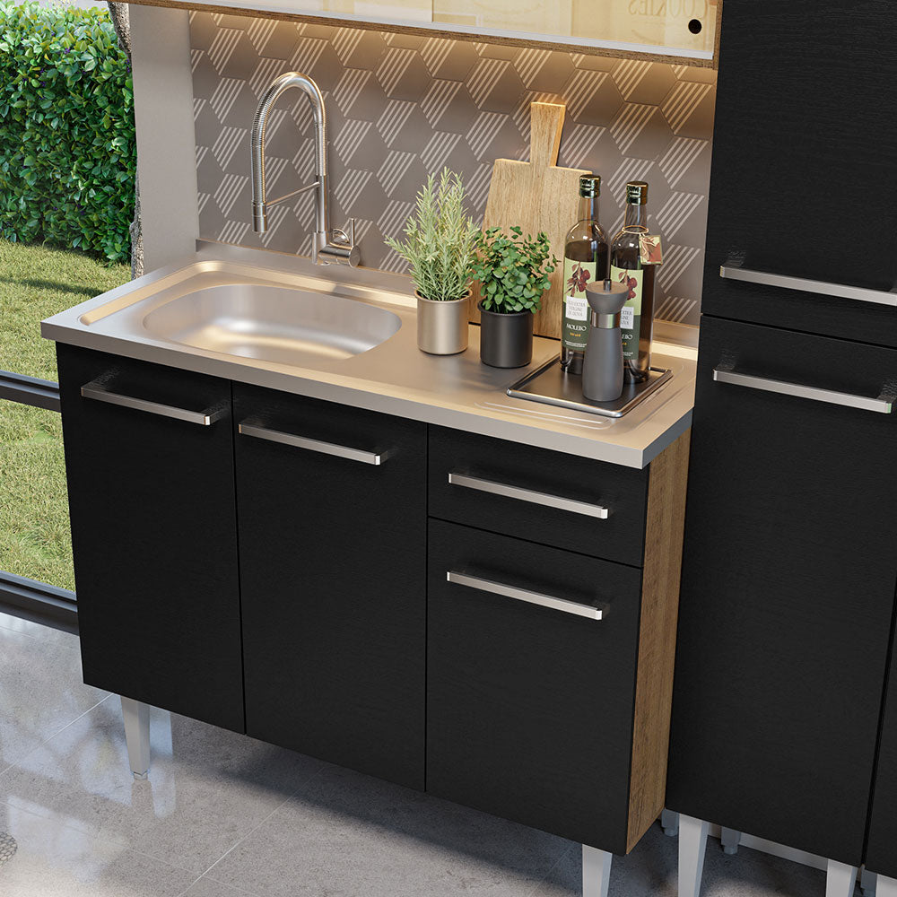 Cocina Integral Emilly 1.70 m con Mesón de Acero 12