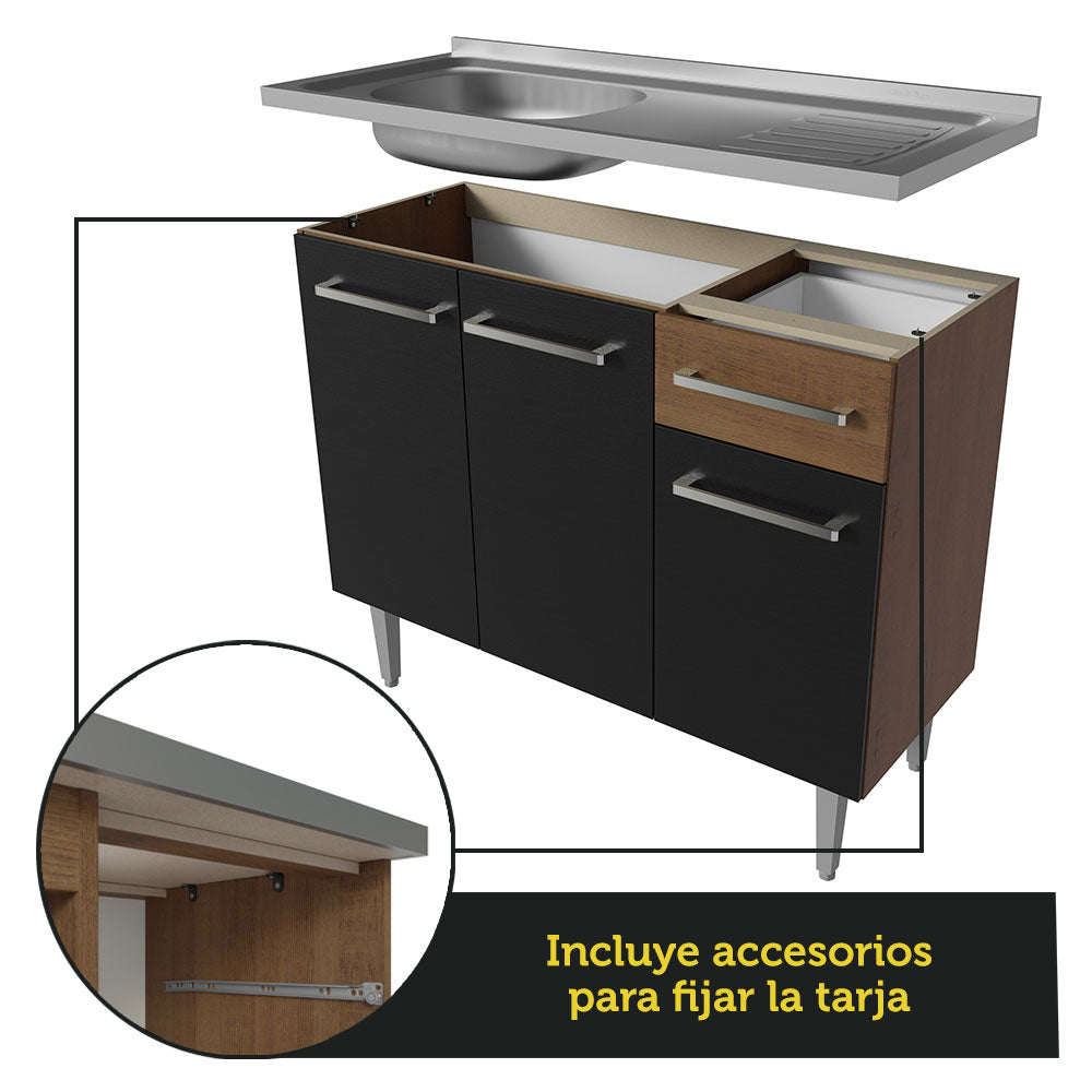 Cocina Integral Emilly 2.90 m con Mesón de Acero 08