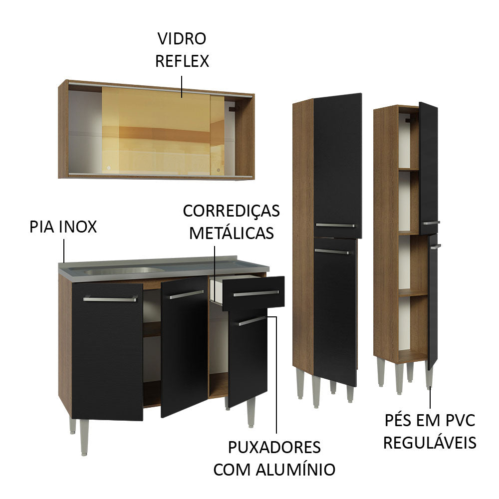 Cocina Integral Emilly 1.70 m con Mesón de Acero 12