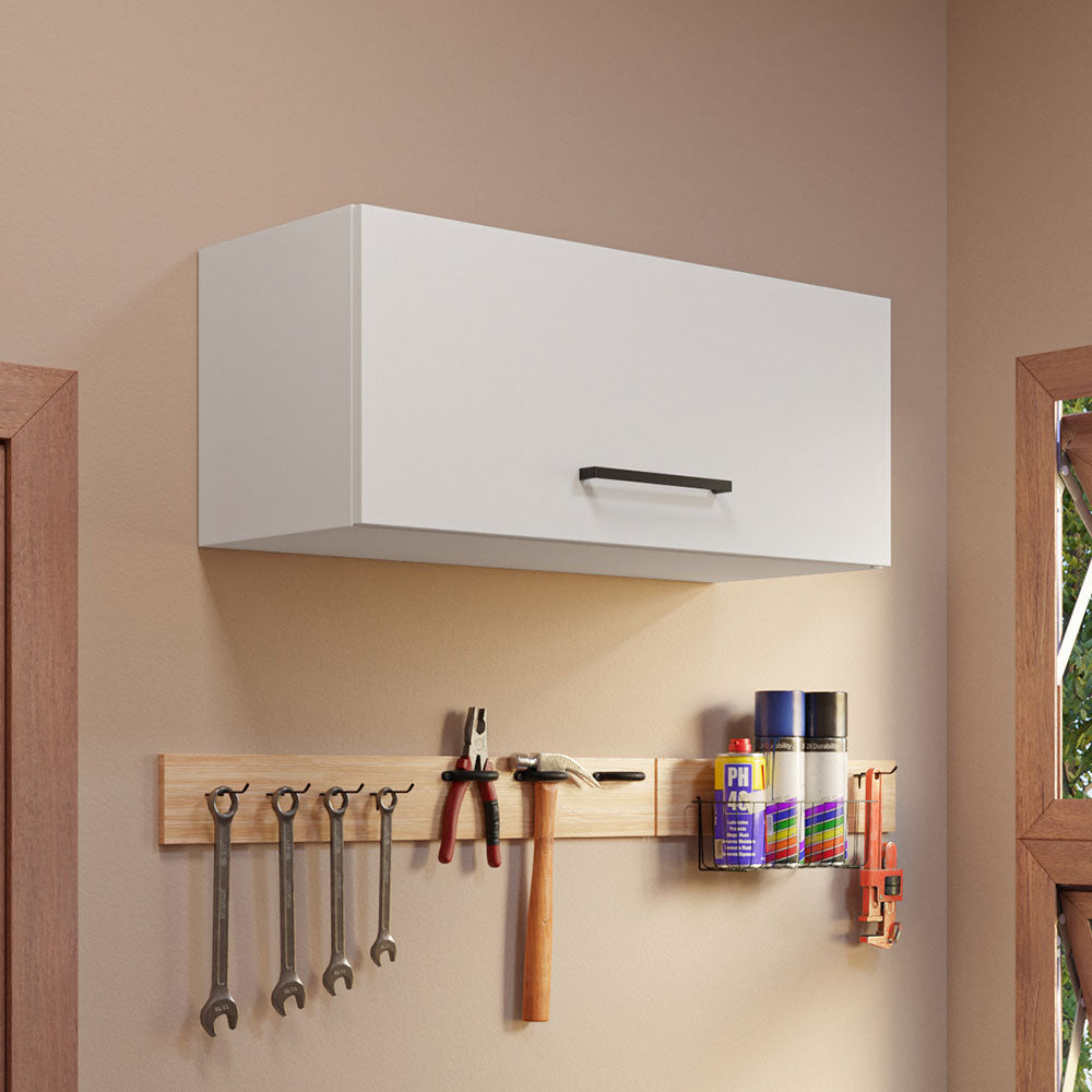 Gabinete Superior de Almacenamiento para Garaje 80 cm Multiuso Blanco Madesa