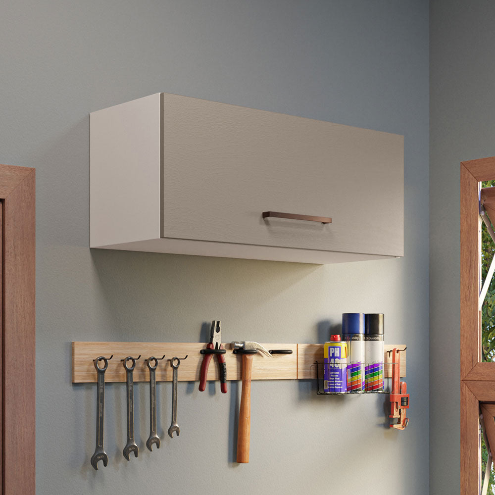Gabinete Superior de Almacenamiento para Garaje 80 cm Multiuso Blanco/Crema Madesa