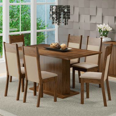 Juego de Comedor Lousiana con 6 Sillas Marrón/Beige