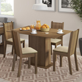 Juego de Comedor Lexy Tablero Rectangular de Madera con 4 Sillas Marrón/Beige Madesa