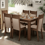 Juego de Comedor Jaíne con 6 Sillas Marrón/Beige