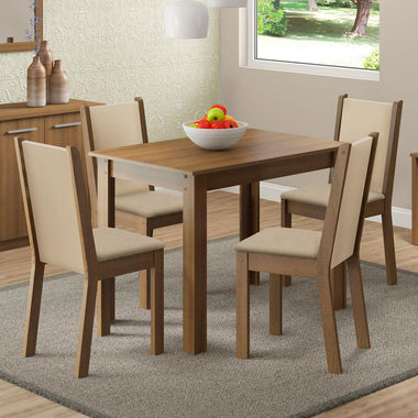 Juego de Comedor Cintia con 4 Sillas Marrón/Beige