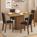 Juego de Comedor Talita Tablero Rectangular de Madera con 4 Sillas Marrón/Negro Madesa