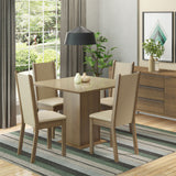 Juego de Comedor Moscou Plus 4 Sillas - Tablero de Madera y Cristal