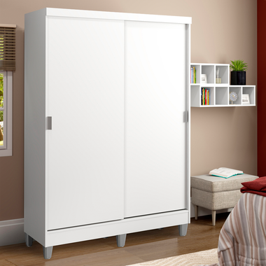 Clóset Luke con Patas 2 Puertas Corredizas 2 Cajones Blanco 192 cm x 120 cm x 53 cm