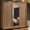 Clóset Monaco 3 Puertas Corredizas 1 Espejo Marrón 170 cm x 205 cm x 51 cm