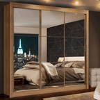 Clóset Monaco 3 Puertas Corredizas con Espejos Marrón 170 cm x 205 cm x 51 cm