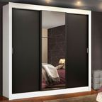 Clóset Monaco 3 Puertas Corredizas 1 Espejo Blanco/Negro 170 cm x 205 cm x 51 cm