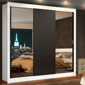 Clóset Monaco 3 Puertas Corredizas 2 Espejos Blanco/Negro 170 cm x 205 cm x 51 cm
