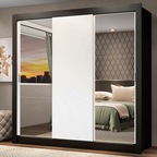Clóset Monaco 3 Puertas Corredizas 2 Espejos Negro/Blanco 170 cm x 205 cm x 51 cm