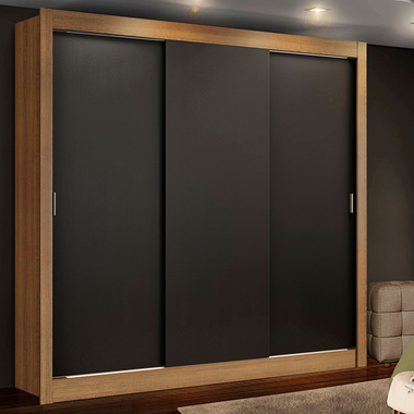 Clóset Monaco 3 Puertas Corredizas Marrón/Negro 170 cm x 205 cm x 51 cm