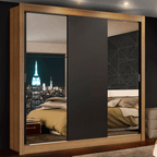 Clóset Monaco 3 Puertas Corredizas 2 Espejos Marrón/Negro 170 cm x 205 cm x 51 cm