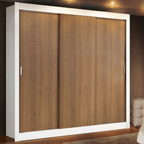Clóset Monaco 3 Puertas Corredizas 1 Espejo Blanco/Marrón 170 cm x 205 cm x 51 cm