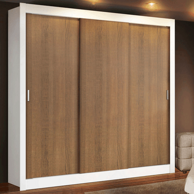 Clóset Monaco 3 Puertas Corredizas 1 Espejo Blanco/Marrón 170 cm x 205 cm x 51 cm